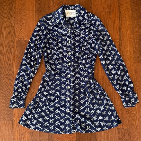 Vintage Dresses & Skirts - Vintage Bicycle Print Mini Dress by Apropos XS